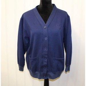 Vintage Hanes Her Way Button Cardigan Sweatshirt Pockets Embroidered Size S‎ USA